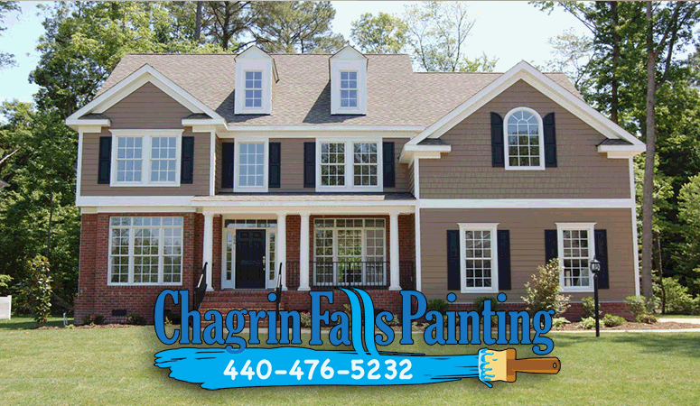 Professional exterior painting of a brick home in Avon, Ohio by CFalls Painting, using high-quality durable paint.