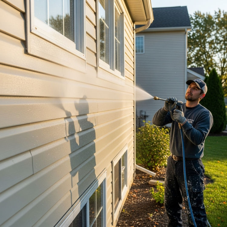professional vinyl siding cleaning to prepare exterior surfaces for a smooth, even paint finish