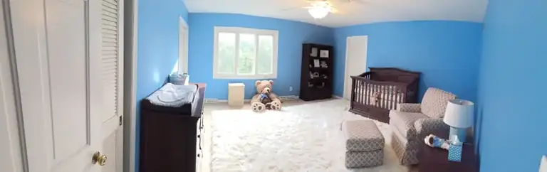 Blue nursery walls with crisp white trim, interior painting in Cleveland, Ohio