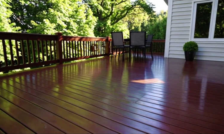 Painting contractors prepping a deck for a smooth finish.