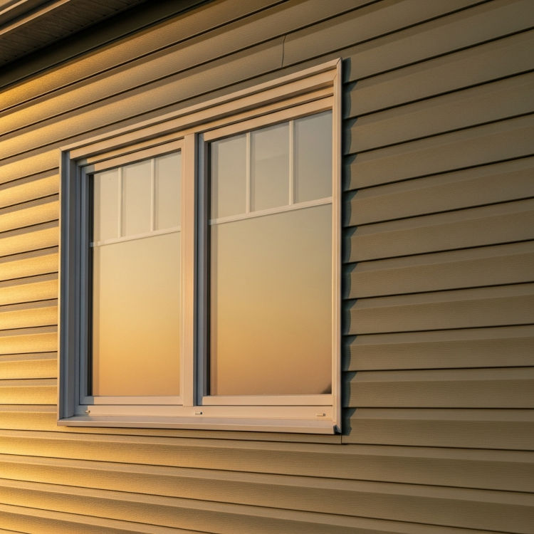 even color application on vinyl siding highlighted by natural sunlight