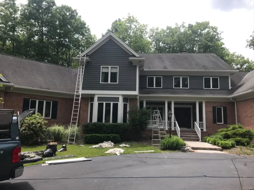 Professional exterior painting project in progress on Northeast Ohio home - Chagrin Falls Painting Company