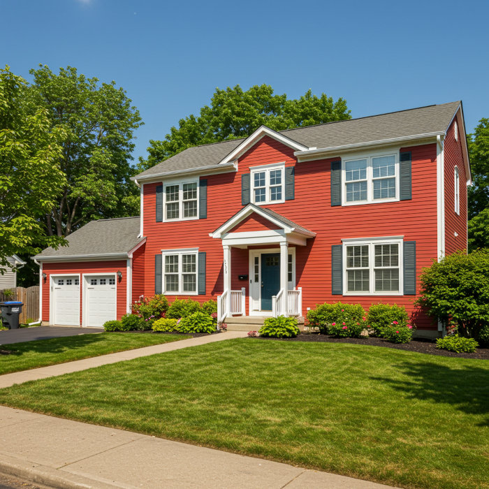 Freshly painted suburban home with sealed siding and smooth finish