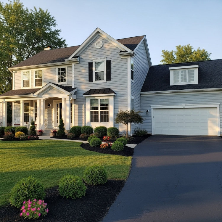 freshly painted aluminum siding exterior with white trim on Ohio home