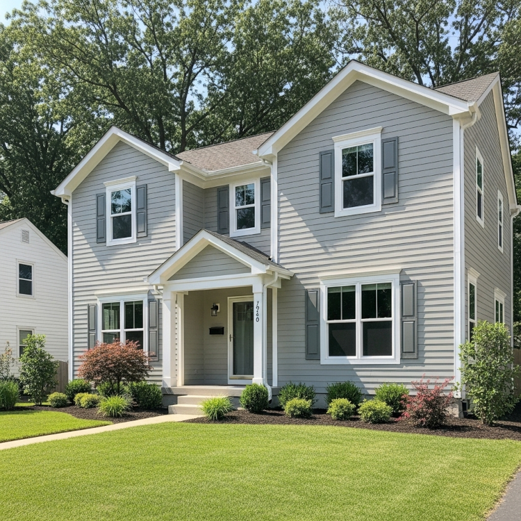 front view of a middle class suburban home with aluminum siding