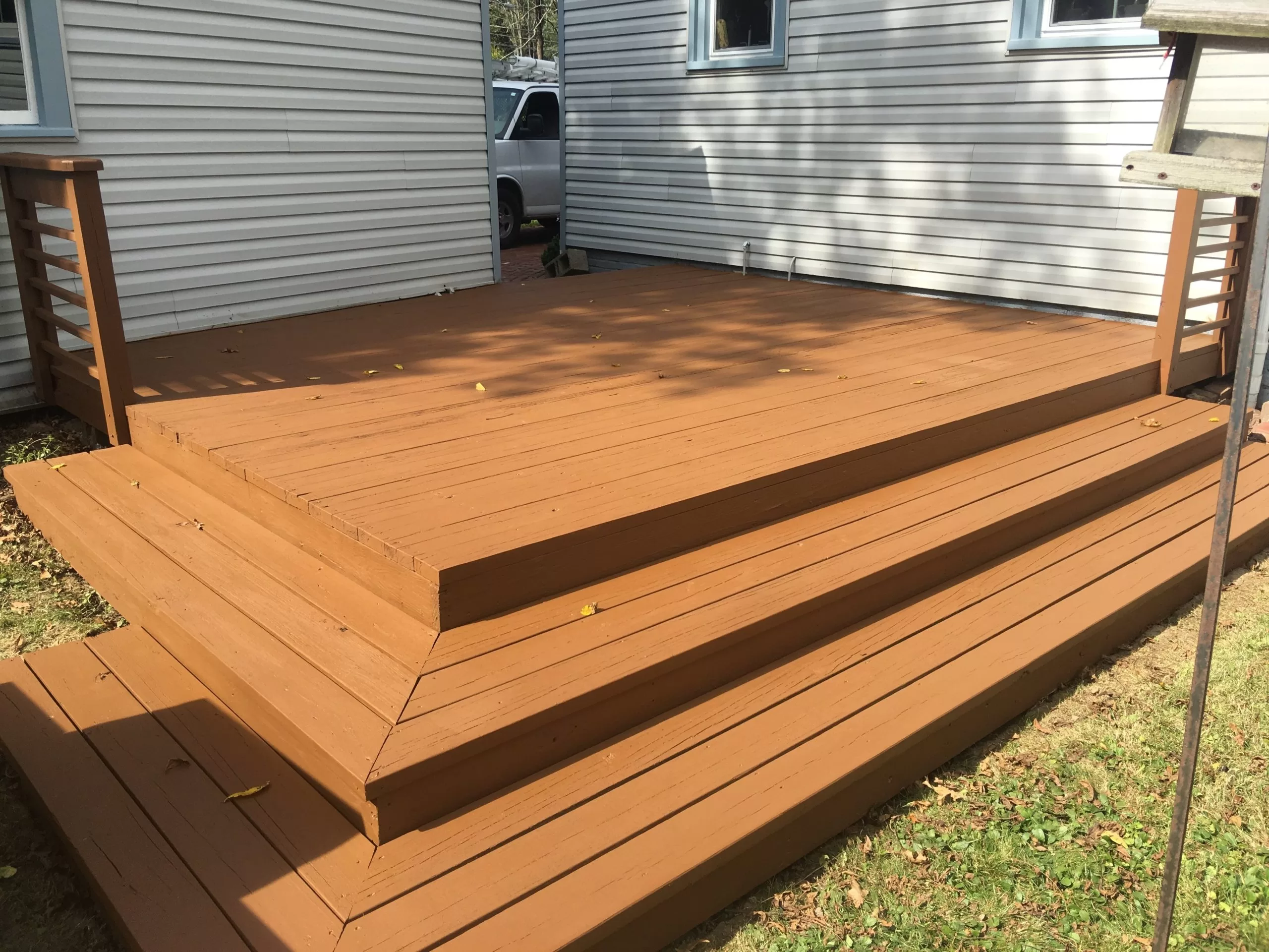 Freshly painted deck in Avon, Ohio by CFalls Painting deck restoration company