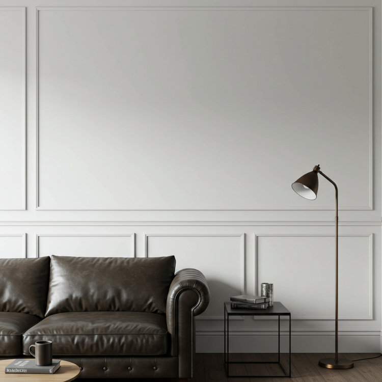 freshly painted living room interior with soft neutral wall color and white trim in Ohio home