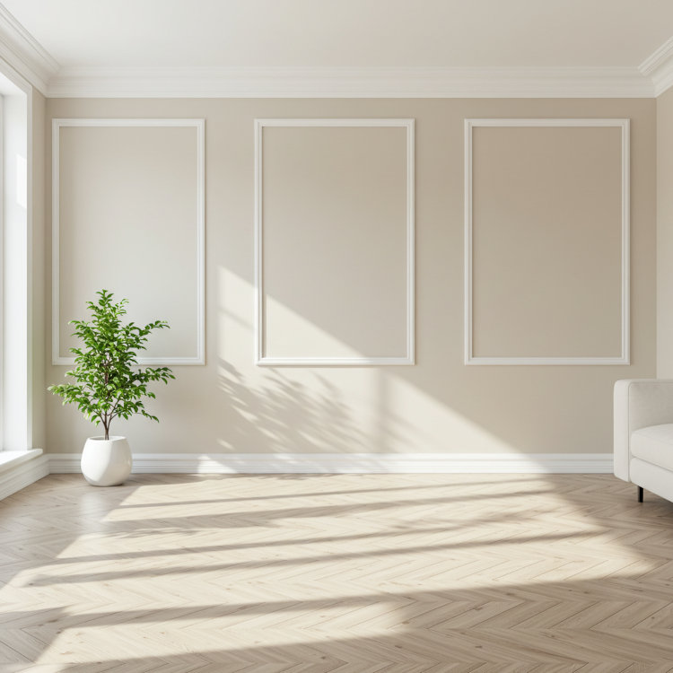Neutral painted interior room with crisp trim showing professional painting results