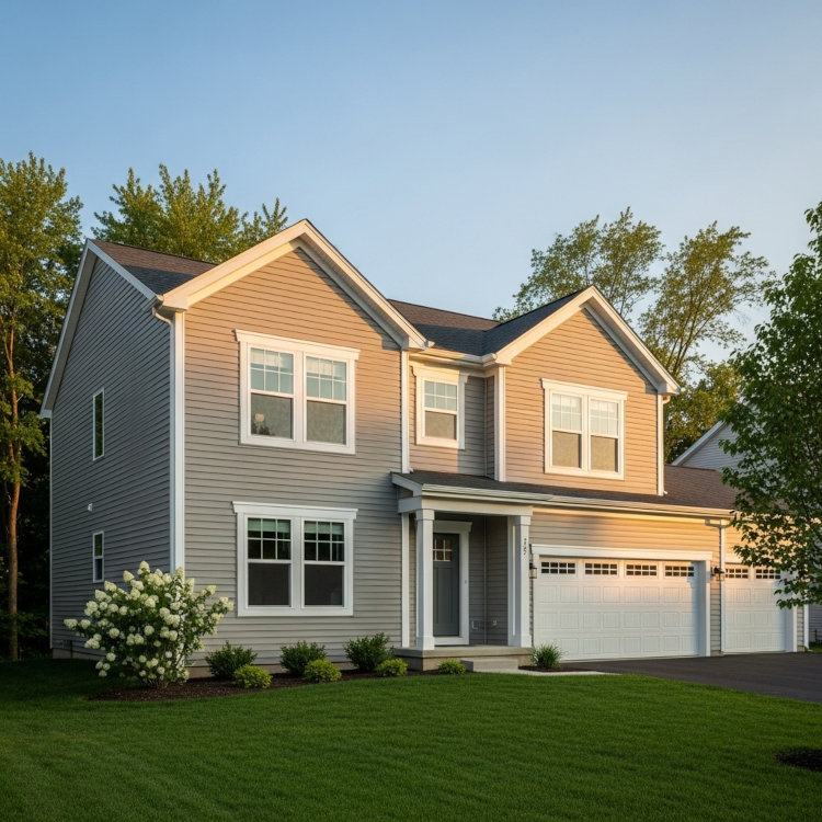 freshly painted vinyl siding exterior with white trim on Ohio home