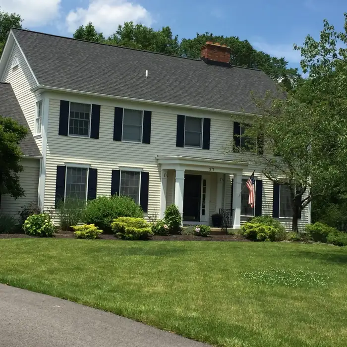 Colonial home exterior after professional house power washing in Hudson, Ohio