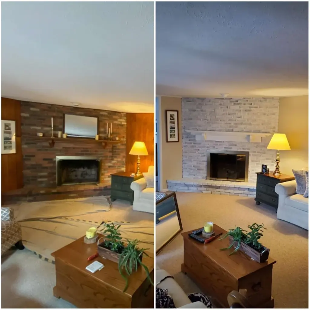 interior fireplace painting before and after transformation