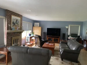 Living room interior painting in Bay Village, Ohio with smooth walls and clean cut lines