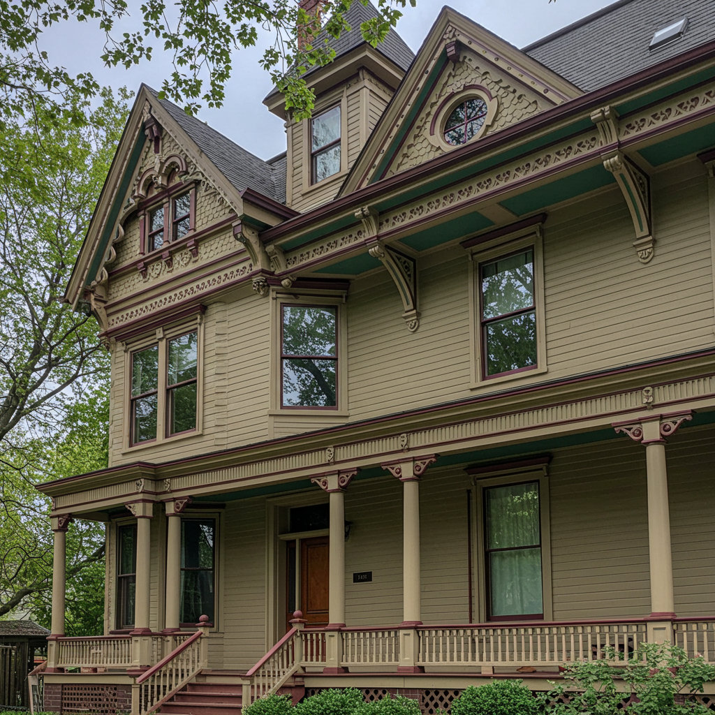 Large ornate century home exterior painting price estimate Cleveland