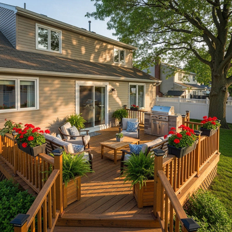 Small backyard deck staining and painting price Cleveland Ohio