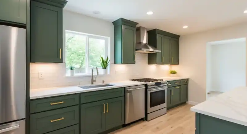 Cabinet painting in North Royalton, OH for kitchen cabinets with a clean modern finish