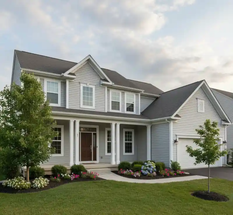 Exterior house painting in North Royalton, OH for siding and trim on a two story home