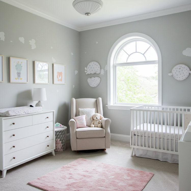 Nursery painted with eco-friendly low-VOC paints to create a safe environment for kids