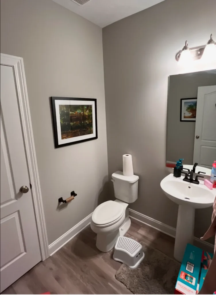 Interior painting in Parma OH bathroom walls and trim with a clean, even finish
