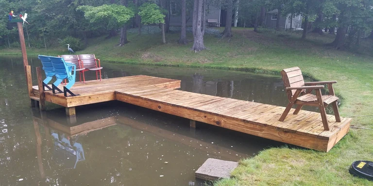 Pond dock and boardwalk after cleaning and sealing in Pepper Pike, Ohio
