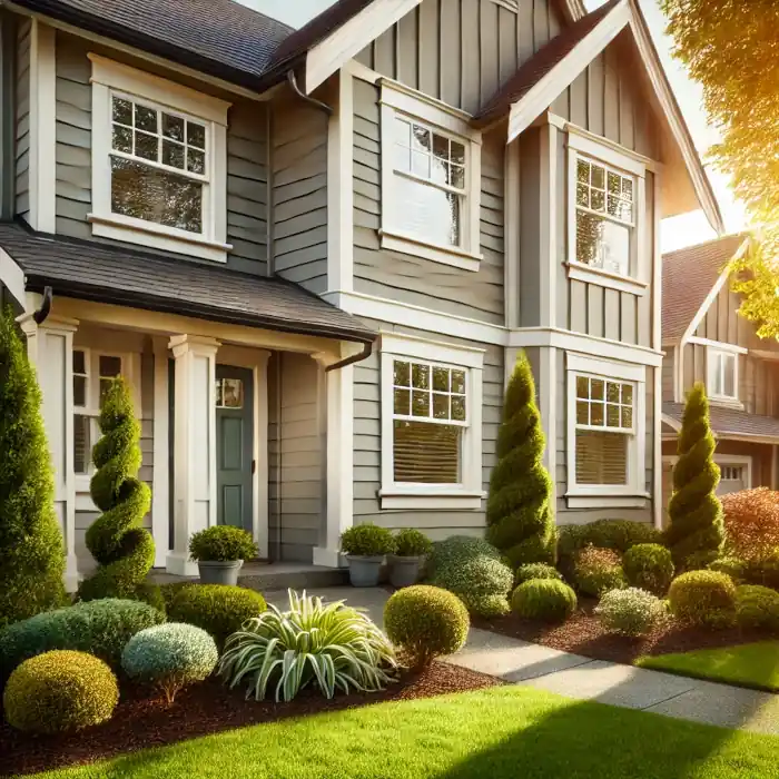 Professional painter working on a home's exterior