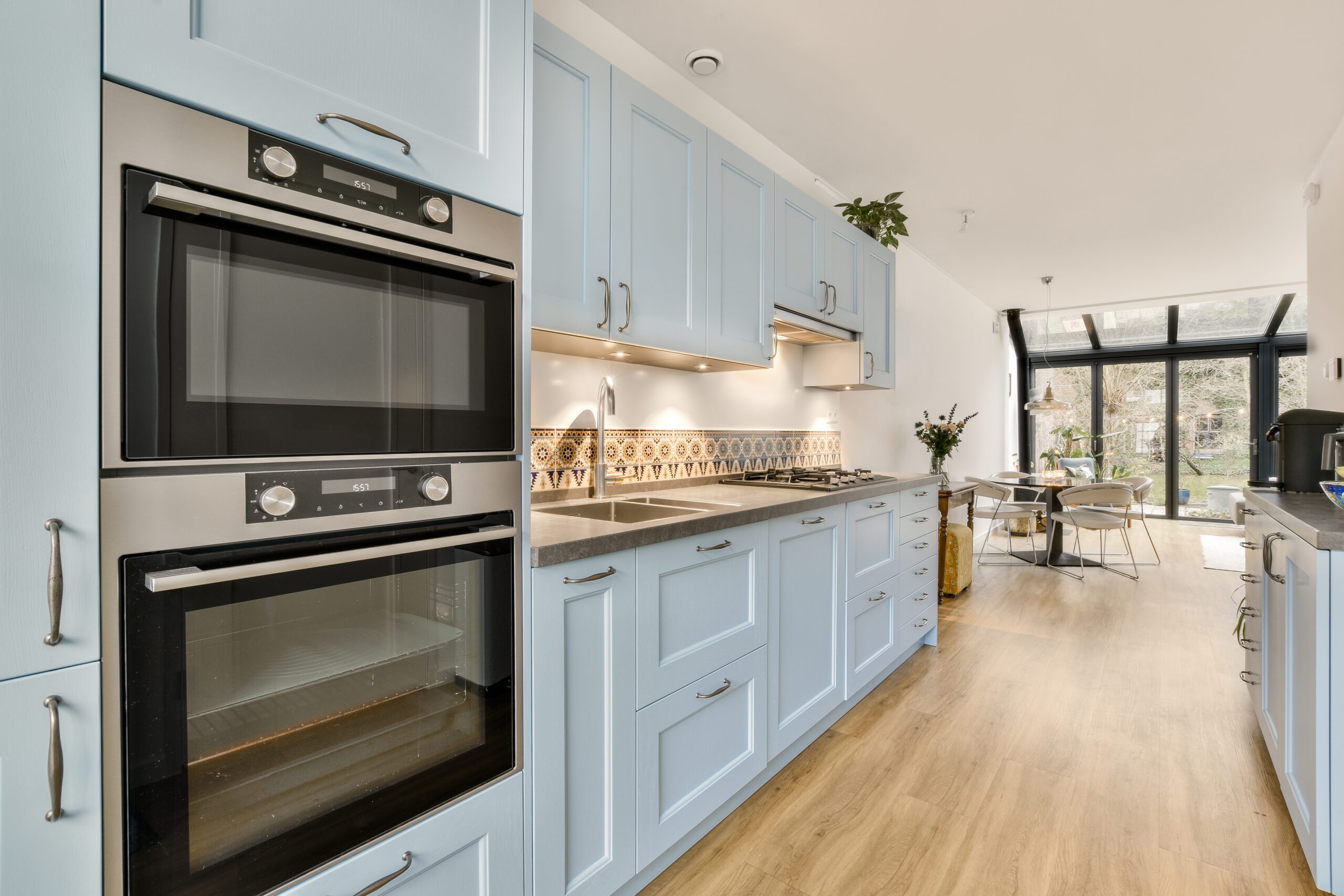 Kitchen cabinet refinishing project in Richfield, Ohio, with a modern, sleek finish.