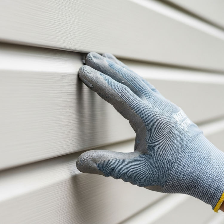 inspecting vinyl siding panels before painting to correct looseness and ensure stable application
