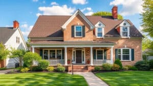 Painted trim on a brick home in Stow, Ohio
