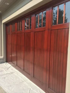 Stained wood garage door painting by Chagrin Falls Painting Company, Ohio